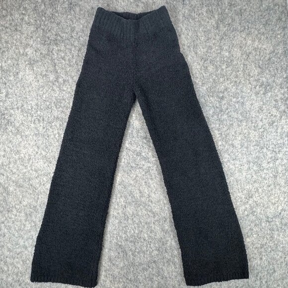 SKIMS Fuzzy Teddy Black Wide Leg Lounge Pants Size XXS/XS Stretch - Picture 1 of 12